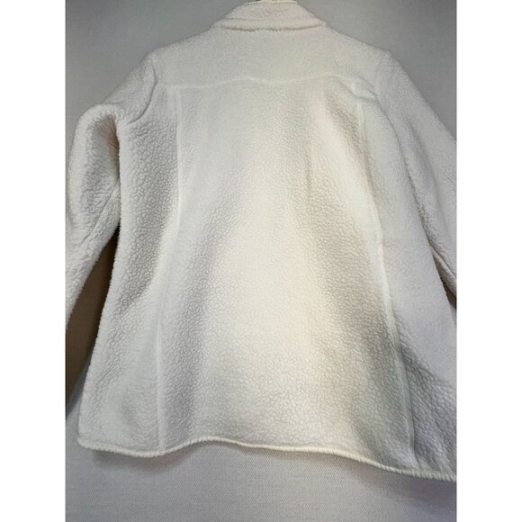 T By Talbots Womens Fleece Zip-Up Jacket Pockets Size M Ivory - Picture 11 of 11